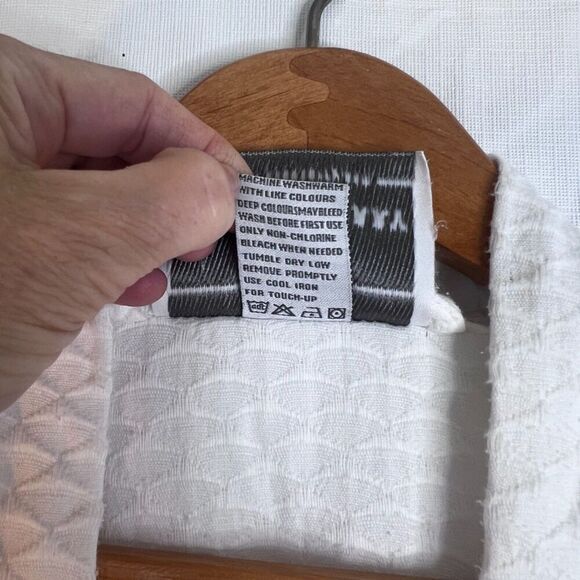 Boca Terry Cloth Robe Waffle Weave Spa Robe Cotton Blend Belted One Size White - Picture 9 of 11